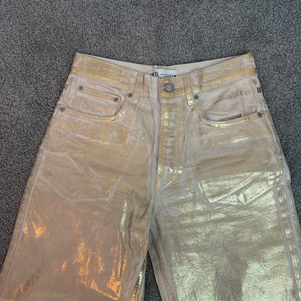 ZARA VIRAL GOLD PANTS